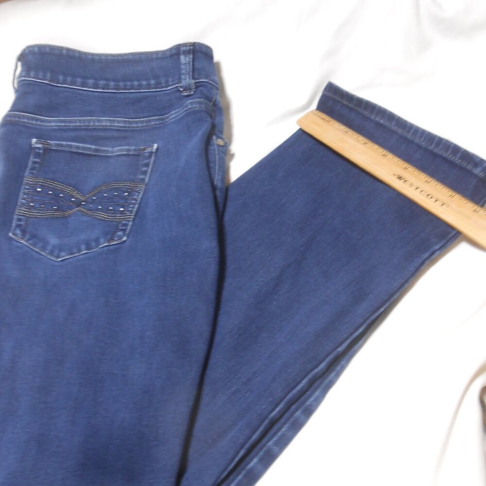 WOMEN'S SIZE 20W MEDIUM LEE PERFECT FIT DENIM JEANS STRAIGHT LEG EUC 👩